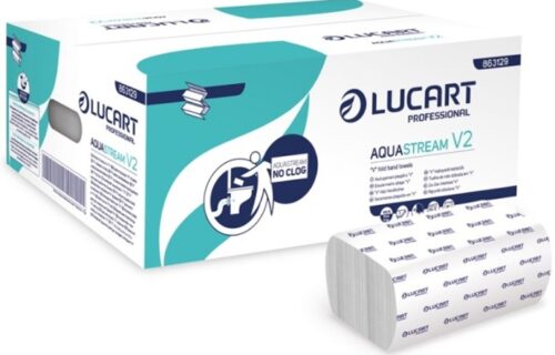 AquaStream V2 Flushable V Fold Paper Hand Towels – 3400 Dissolve quickly on contact with water, effectively preventing clogged pipes and extra costs. These are soft and absorbent offering a little luxury to any washroom.