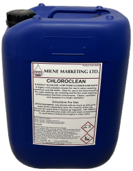 Chloroclean is highly alkaline, low foam cleaner santiser, highly concentrated cleaner used in spray washing machines, dip tanks. Used into food industry for washing crates, bins and machinery.