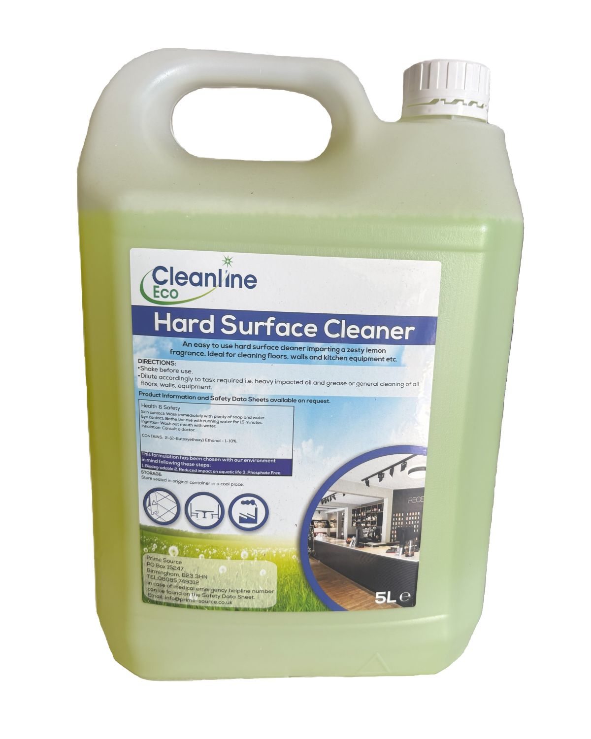 Cleanline Hard Surface Cleaner is ideal for cleaning floors, walls and kitchen equipment. With a lemon fragrance