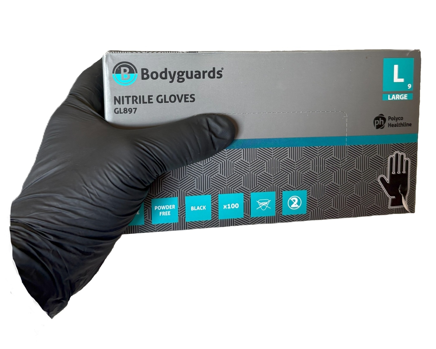 Small, medium, large and extra large nitrile gloves for protection and inspection