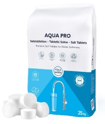 AQUA PRO Salt Tablets, made from 99.9% pure evaporated salt, are great value and the ideal solution for all water softeners and treatment systems. Compliant with EN 973 standards